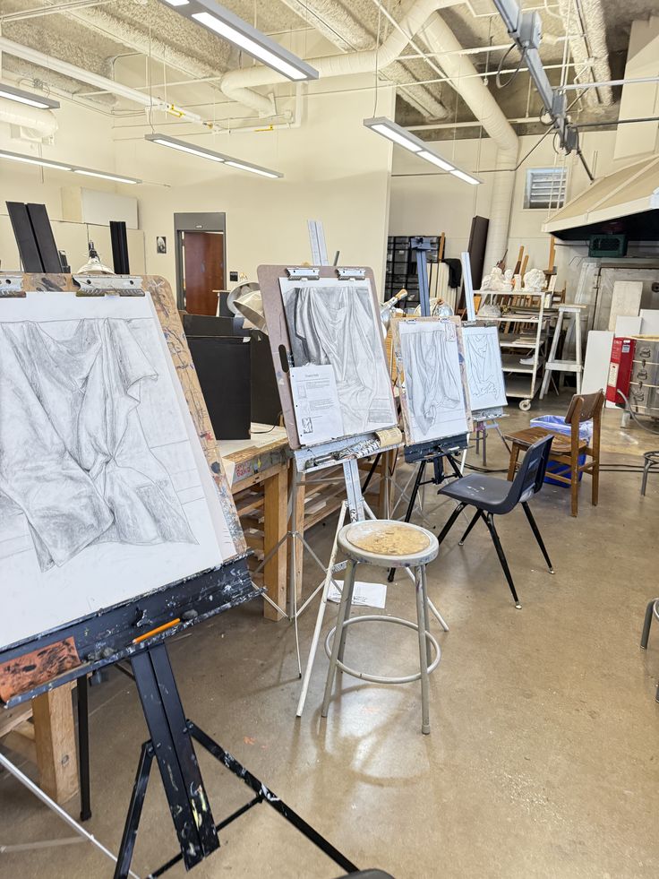 Visual Arts students at work in the studio